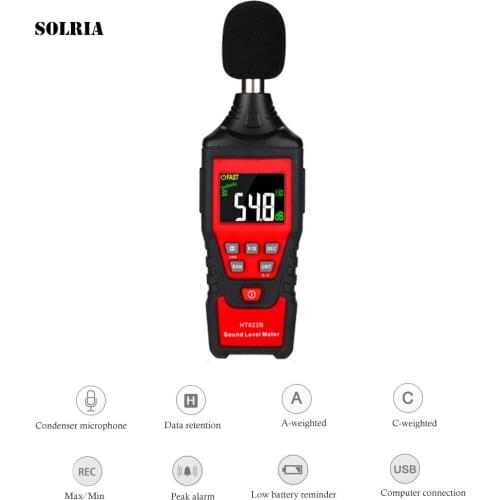 Digital Noise Meter Newest HT622 USB Sound Level Meter 30~130dB Mini Audio Decibel Monitor Noise Measuring Instrument