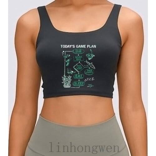 Scuba Diving Todays Game Plan Scuba Diving Women Tank Top O-Neck New Style Summer Trend Sunlight Cotton Crop Top