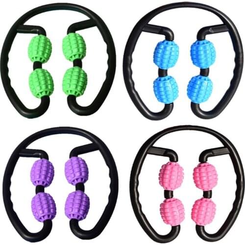 Fitness 4 Wheels Shaft Ring Leg Clamp Massager Muscle Relaxation Rolling Wheel Massage Calf Shaping Product for Yoga Home