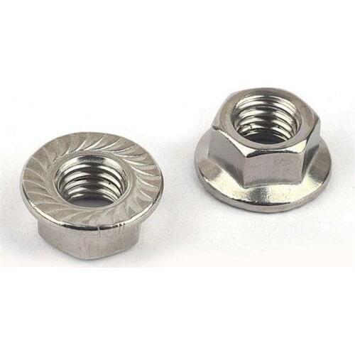 M4/M5/M6/M8/M10/M12 Hexagon Nuts With Flange Ecrou 201 Steel Nut Hex Tuercas Pinking Slip Locking Cejilla Inox Screw Nut DIN6923