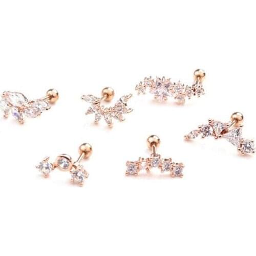 JINGLANG Trend Fashion Earrings for Teens ear cuff Crystal Stud For Girls Helix Cartilage Piercing Earrings Holiday Gift Jewelry