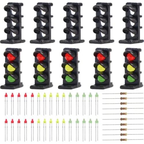 JTD15 10 sets Target Face With LEDs for Railway Dwarf Signal N Z Scale 3-light Ground Signals Traffic Light Red/Yellow/Green