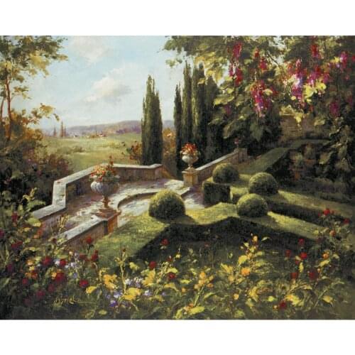 Italian garden oil paintings Mediterranean art modern Mystic Gardens Handmade beautiful picture for wall decor