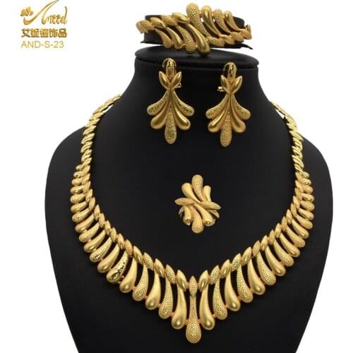 ANIID Indian Bridal Jewelery Necklace Set For Women Dubai 2021 Cute Luxury Brands Guam Jewelries Habesha Eritrea Gold Jewelry