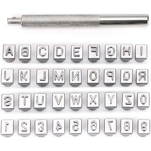Capital Letters and Numbers Stamp Set,1/4inch / 6mm Alphabet Stamp Tools Set Leather Craft Stamping Tools(6.5mm - 36Pcs)