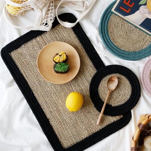 New Environmental Protection 3 Colors Placemat Modern Minimalist Coasters Bowl Jute High Temperature Anti-Scalding Anti-Slip Mat