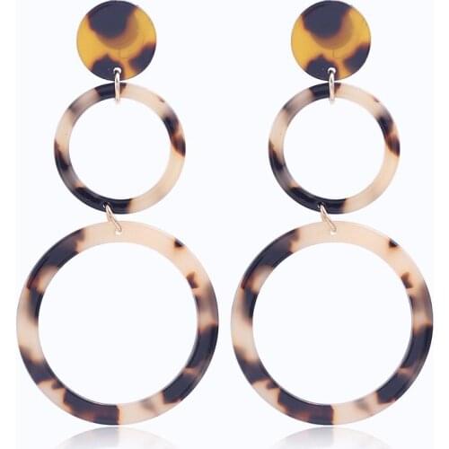 New Fashion Multlayer Round Dangle Drop Earrings For Women Vintage Jewellery Handmade Leopard Long Earrings Pendients