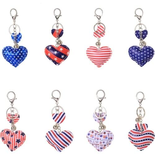Wholesale Factory Made Custom Design Heart Shape Pu Cotton Alloy Keychain For Gift