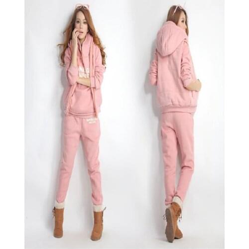Autumn and winter new Fashion women suit womens tracksuits casual set with a hood fleece sweatshirt three pieces set