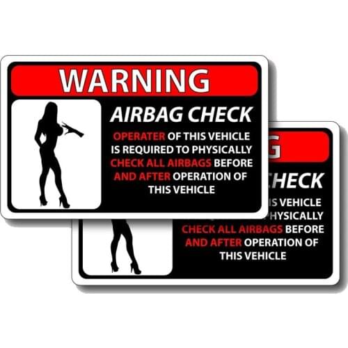 13CM*7.6CM 2 Pcs Warning Check All Airbag Before and After Car Sticker PVC Decal for BMW Stickers