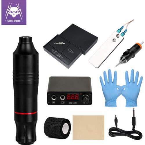 GHOST SPIDER Tattoo Machine Set Permanent Makeup Set Accessories Rotary Tattoo Pen Set with Cartridge Needles for Body Art