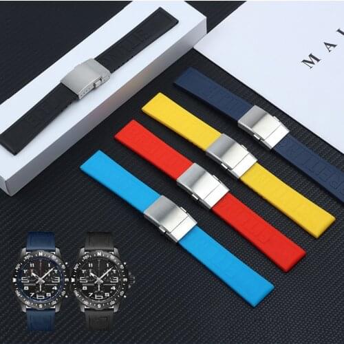 Soft Silicone Rubber Watch band 20mm 22mm 24mm Watchband Bracelet For navitimer/avenger/Breitling strap folding buckle Logo