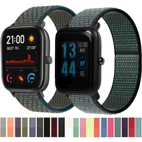 20MM Nylon Loop Straps For Xiaomi Huami Amazfit Bip S U Pro/Bip Lite Wristband Sport Watchband For Amazfit GTS/GTS 2 Mini Correa