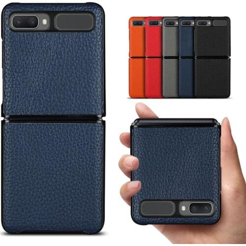 Luxury Genuine Cowhide Leather Case For Samsung Galaxy Z Flip 5G 4G F7070 F7000 Full Protection Shockproof Foldable Case Cover