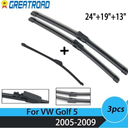 Wiper LHD RHD Front Rear Wiper Blades Set For VW Golf 5 2005-2009 Windshield Windscreen Front Rear Window 24"+19"+13"