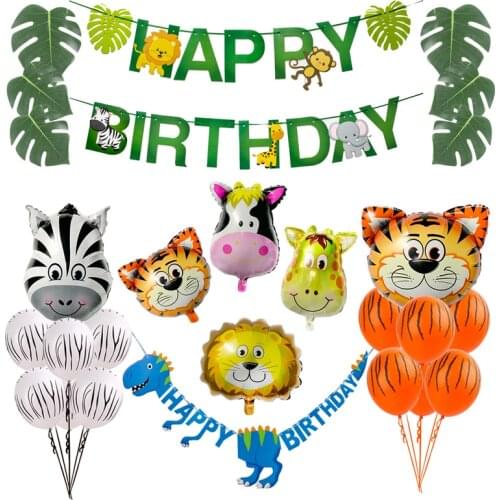 Safari Jungle Party Animal Banner Dinosaur Rubber Bracelet Baby Shower Boy Girls Birthday Party Decorations Kids Party Supplies