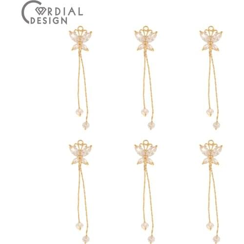 Cordial Design 10Pcs 10*44MM Earrings Accessories/CZ Charms/Genuine Gold Plating/Hand Made/DIY/Jewelry Findings & Components
