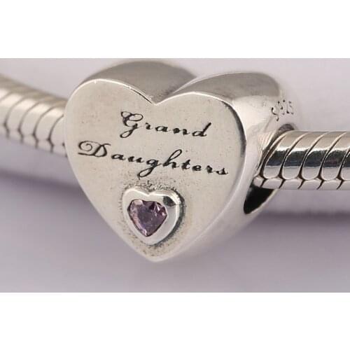 Authentic S925 Bead DIY Jewelry Granddaughters Love Charms fit Lady Bracelet Bangle Lady Birthday Gift