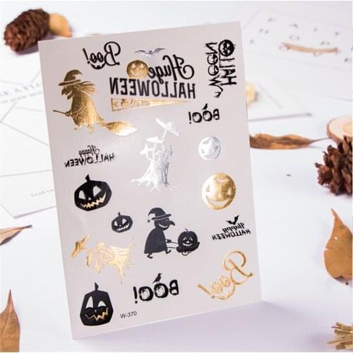 Tronzo Halloween Luminous Tattoo Stickers Halloween Party Decoration Halloween Pumpkin Ghost Witch Temporary Tattoo Horror Props