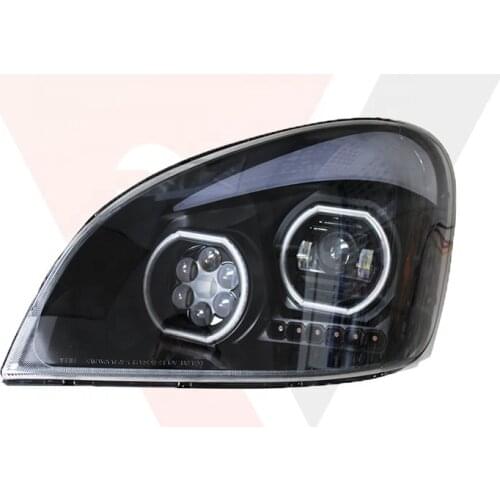 Aftermarket Freightliner Cascadia projection headlight assembly in black-(passenger side) warehouse in california LED lights