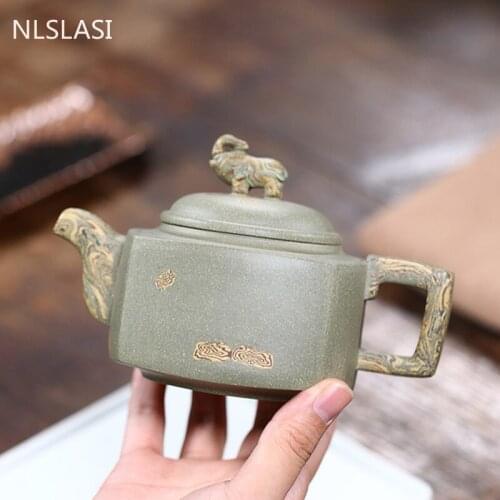 Yixing Boutique Handmade Tea Pot Good Luck Purple Clay Teapot Raw Ore Beauty Kettle Chinese Tea Ceremony Customized Gifts 290ml