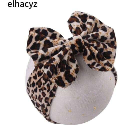 1PC 2021 New Chic Leopard DOT Velvet Big Hair Bow Headband Funky Soft Solid Elastic Hair Bands Hair Accessories Girls Turban