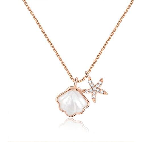 Silver Necklace Female 925 Sterling Silver Niche Design Starfish One Shell Pendant Simple Ins Necklace pendants
