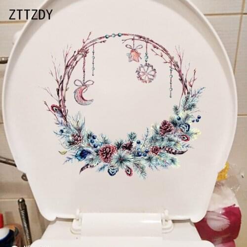 ZTTZDY 25.2×22.2CM Retro Stitching Tree Branch Ring WC Toilet Stickers Home Bedroom Wall Decor T6-0039
