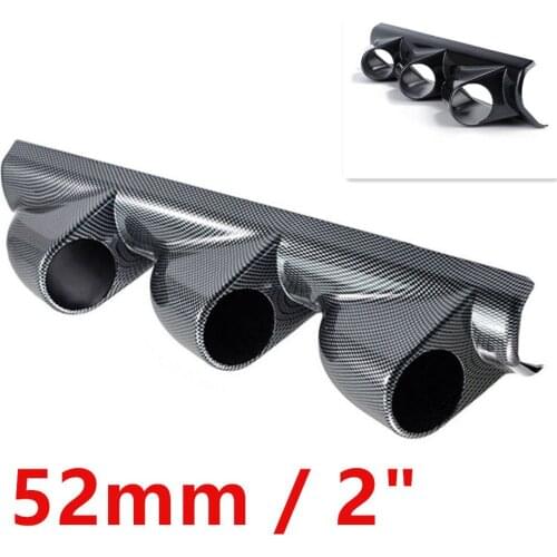1PC 2''/52mm 3-Hole Car A Pillar Gauge Pod Dash-Mounted Holders Frame Cover Carbon Fiber Style Interior