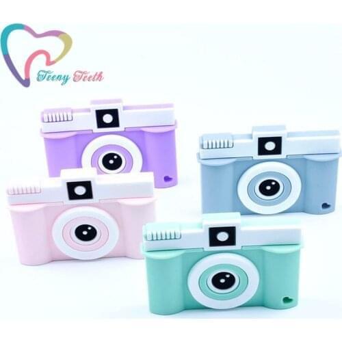 1 PC Food Grade Silicone Camera Teether BPA Free for Baby Teething Camera Shaped Necklace Infant Teething Pendant Chew Toy Gift