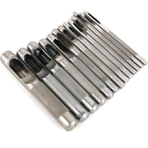 10pc/set Good Quality Belt Punch Tool Leather Needle Drift Pin Metal Craft Tool Die Leather Hole Punch Kit DIY Leathercraft