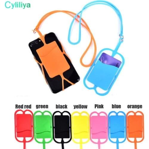 100pcs Silicone Lanyards Neck Strap Necklace Sling Card Holder Strap keychain for Universal Mobile Cell Phone