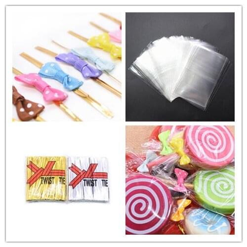 100pcs Wedding Party Gift Bags 8cm Gold Silver Twist Ties Wire With Colorful Bowknot Tie Xmas Party Gift Lollipop Packaging Bag