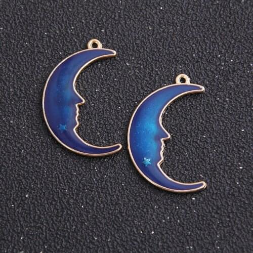 3pcs 25*32mm Alloy Metal Drop Oil Moon Smile Charms Pendant For DIY Bracelet Necklace Jewelry Making