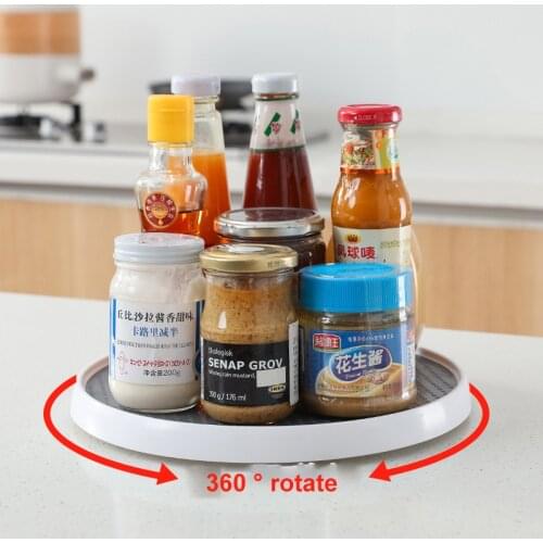 360 Rotation Cabinet Organizer Storage Spice Drink Cosmetic Storage Rack For Kitchen Bathroom Room