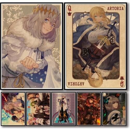 50 Designs Fate Grand Order Kraftpaper Poster Game Artwork Fancy Wall Sticker for Coffee House Bar Volume 2