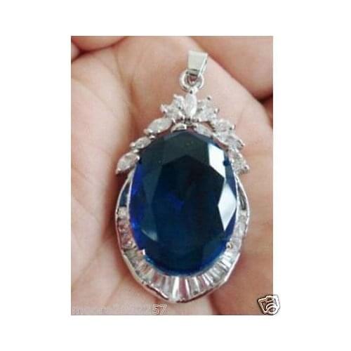 Free Shipping>>new hot Exquisite blue Tourmaline new Pendant necklace