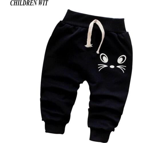 CHILDREN WIT Spring Autumn New Baby Pants Cotton Good Quality Cute Cat Trousers Baby Boys Pants 0-3 Years Kids Pants For Girls