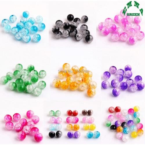 Beads for Bracelet Accessories Acrylic Beads Round Bead Colorful Beads Crackle Beads Loose Beads for Jewelry Making Chunky Beads