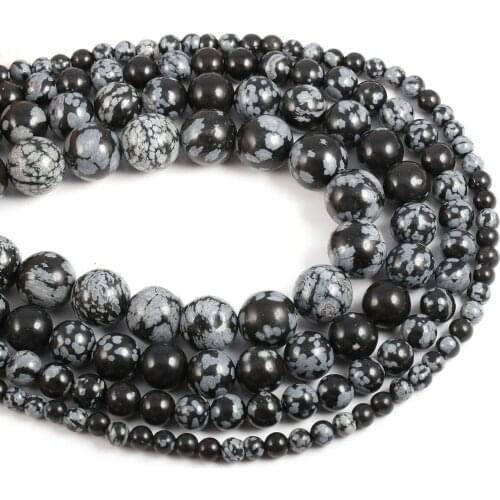 Natural Stone Beading Snowflake stone Round Loose Beads Isolation beads For jewelry making DIY bracelet necklace accessories