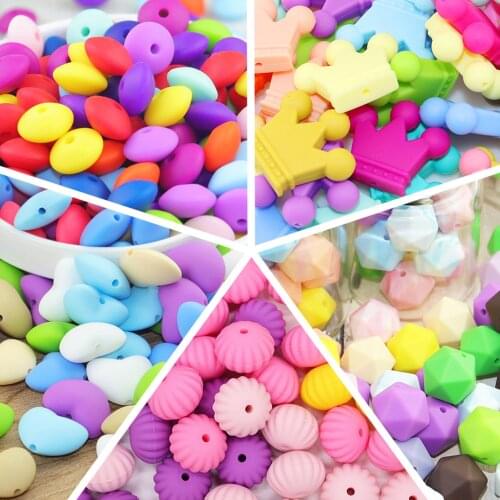 Random Colorful Beads BPA Free Food Grade Silicone Beads For Baby Teether Teething Chain For Mommy Handmaking DIY Jewelry
