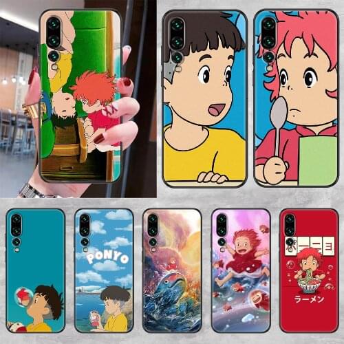 Anime Cute Ponyo on the Cliff Phone case For Huawei P Mate P10 P20 P30 P40 10 20 Smart Z Pro Lite 2019 black silicone cell cover