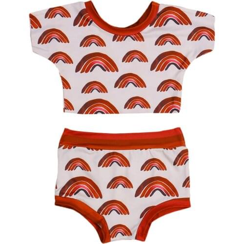 Citgeett Summer Toddler Baby Girls T-shirt and Shorts Set Fresh Rainbow Printed Short Sleeve Tops Short Pants Clothes Set