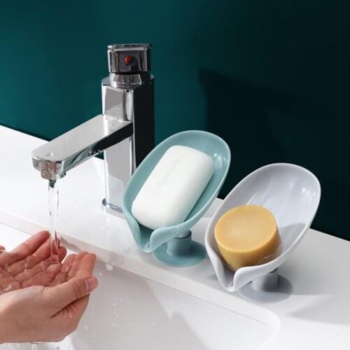 Leaf Shaped Soap Holder Shower Soap Shelf Bath Soap Box Vertical Suction Cup Laundry Soap Dish Storage Tray Bathroom Supplies