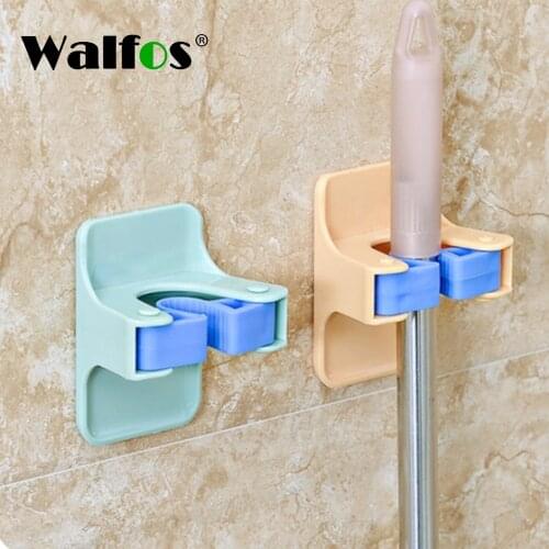 Walfos Cleaning Tools Holder Home Mop Clip Mop Hooks No Trace Mop Holder Bathroom Rack Household Organizer Kitchen Wall Rack
