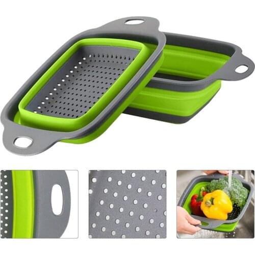 Colander Foldable Fruit Vegetable Washing Basket Strainer Drain Basket Collapsible Colanders Drainer With Handle Kitchen Tools