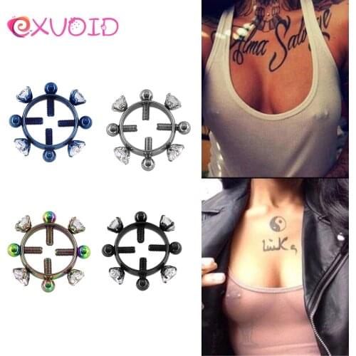 EXVOID Stainless Steel Diamond Nipple Clip Non-Piercing Nipple Ring Jewelry Breast Clamp Sex Toy For Couples SM Bondage BDSM