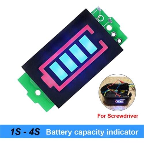 1s 2s 3s 4s Series Lithium Battery Capacity Indicator Module 4.2v 8.4v 12.6v 16.8v Blue Display Battery Screwdriver and bike