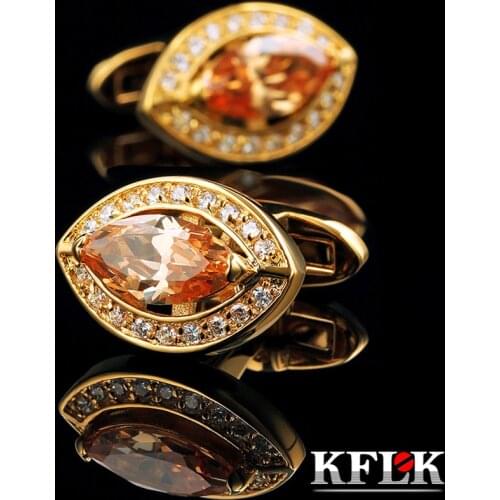 KFLK Luxury gemelos 2020 New shirt cufflinks for mens Brand cuff buttons Gold cuff link High Quality Crystal abotoaduras Jewelry