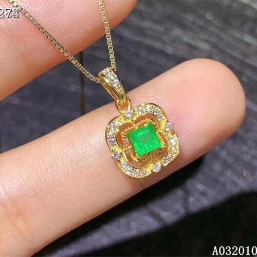 KJJEAXCMY fine jewelry 925 Sterling Silver inlaid natural emerald luxury girl new Pendant Necklace support test hot selling